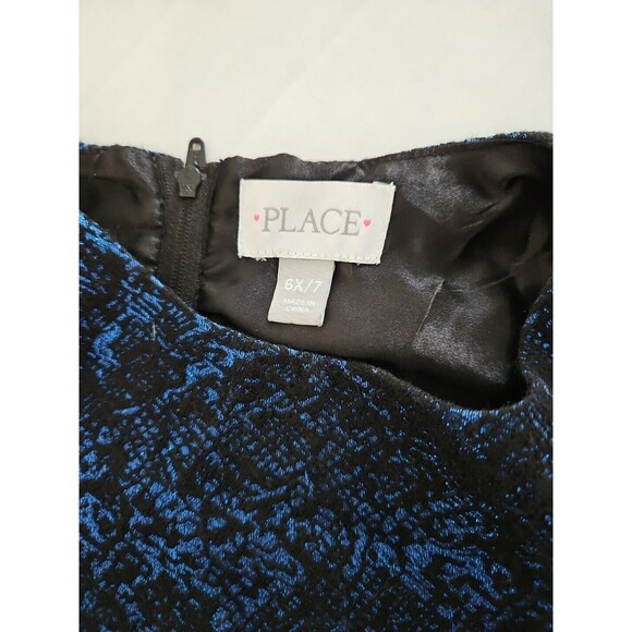 Childrens Place Fancy Dress Girl Size 6 6X Black And Metallic Blue Soft Lining - Picture 6 of 6